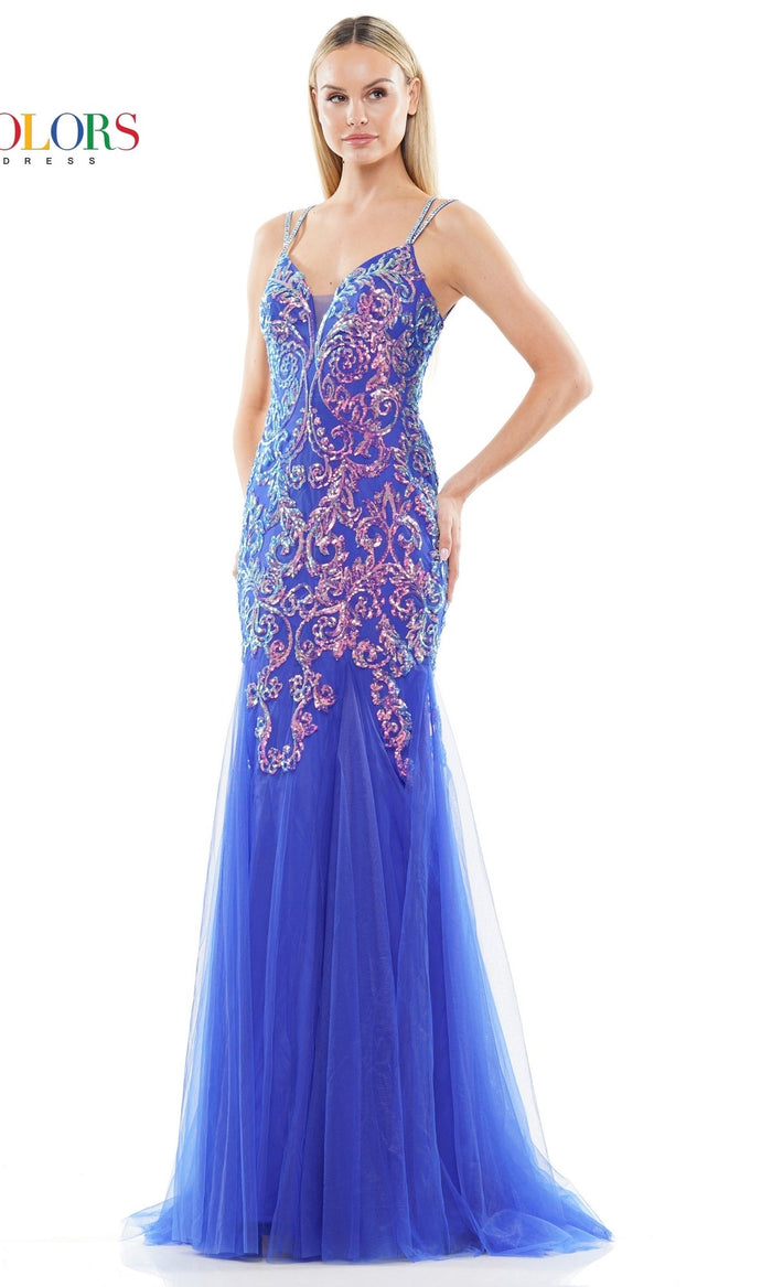 Royal Colors Dress Long Prom Dress 3208