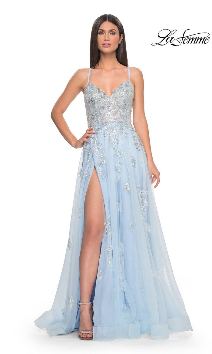 Light Blue La Femme 32090 Formal Prom Dress