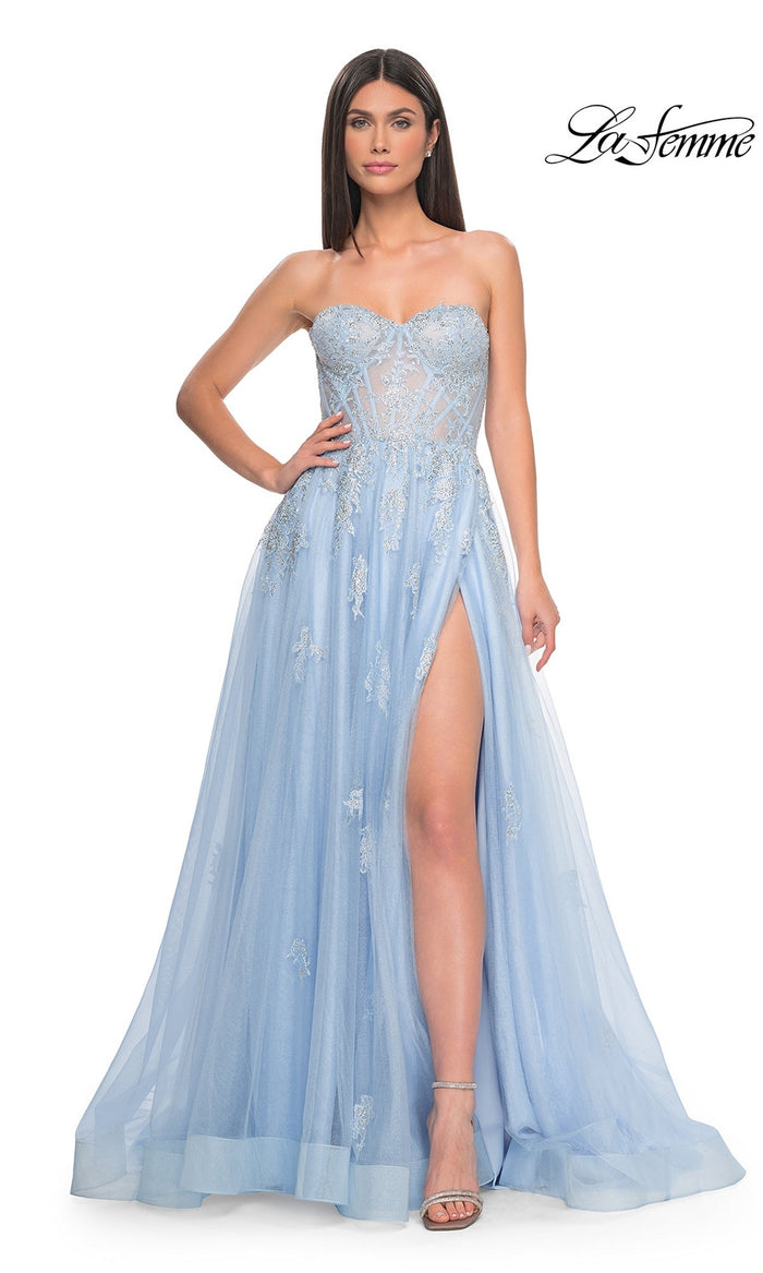 Cloud Blue La Femme 32111 Formal Prom Dress