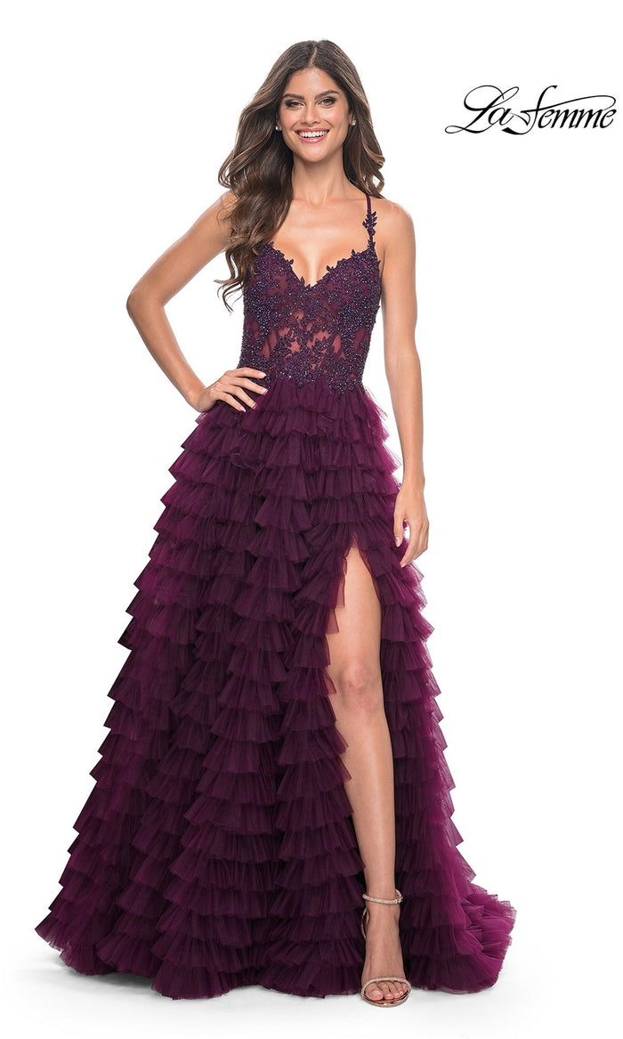 Dark Berry La Femme 32128 Formal Prom Dress