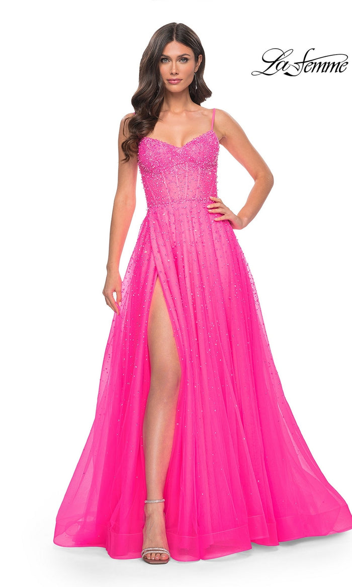 Neon Pink La Femme 32146 Formal Prom Dress