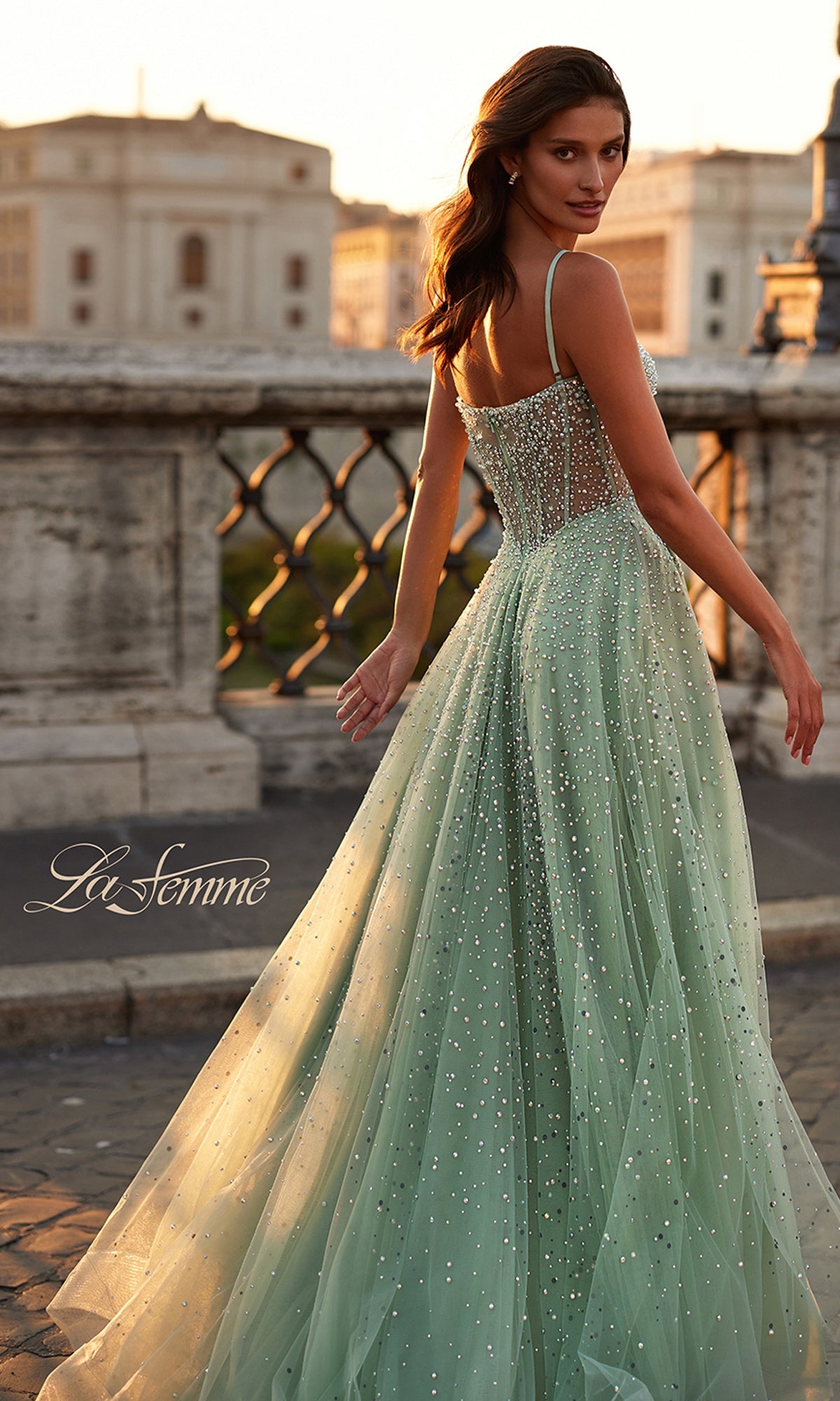 La Femme Dress 32146 - Light Periwinkle La Femme Dress 32146 - Light Periwinkle