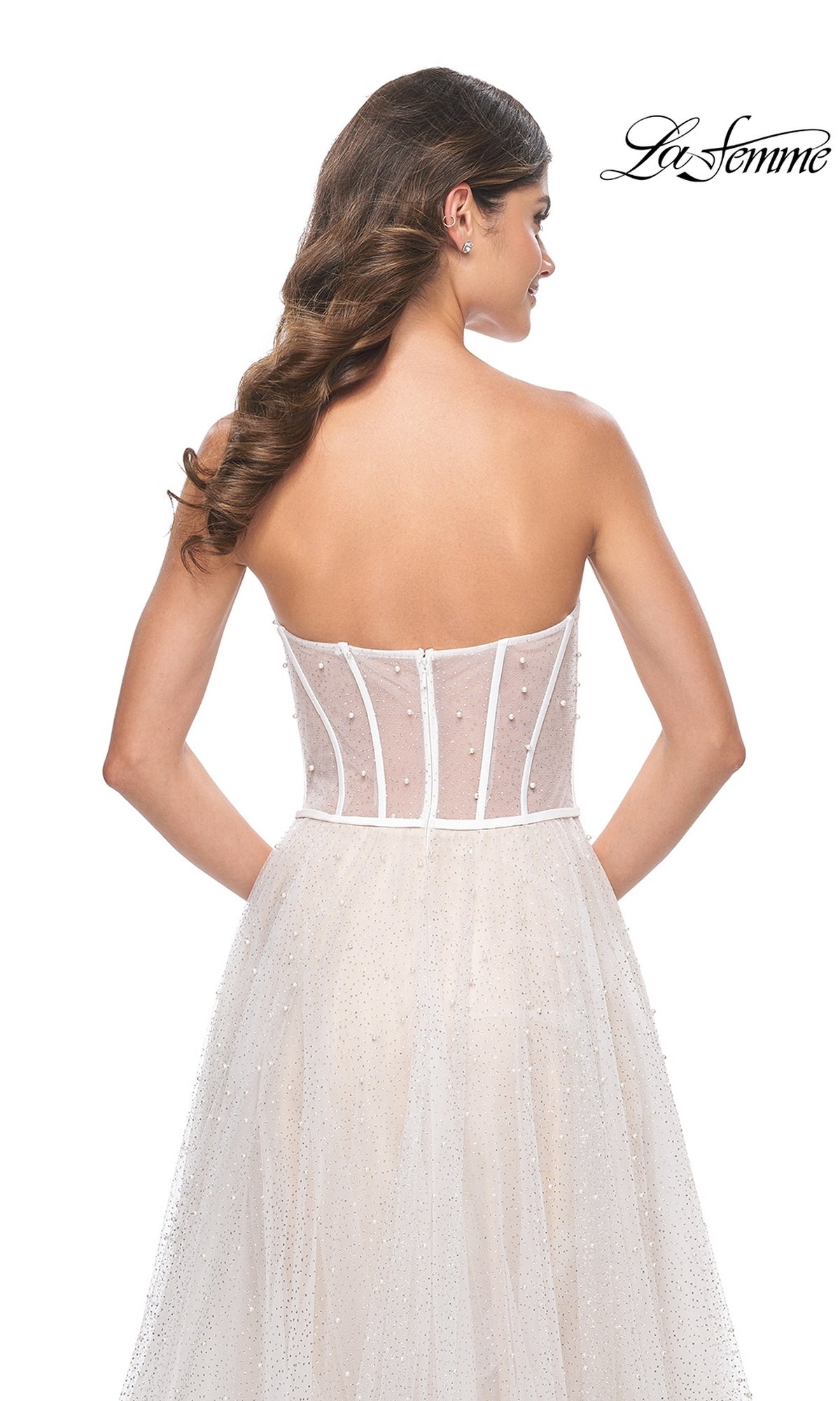 La Femme Dress 32149 Formal Prom Dress White/Nude / 0