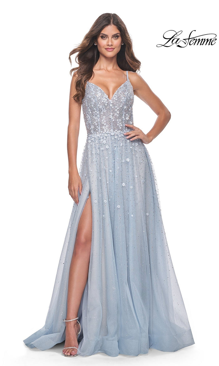 Light Blue La Femme 32215 Formal Prom Dress