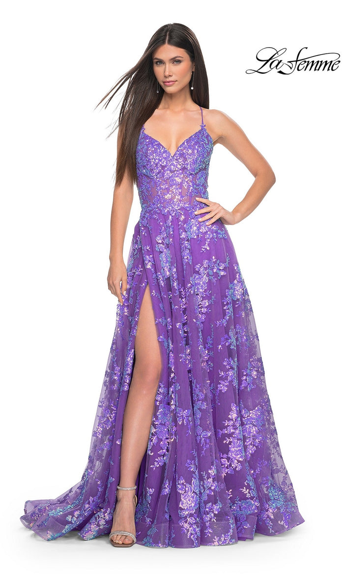 Purple La Femme 32291 Formal Prom Dress