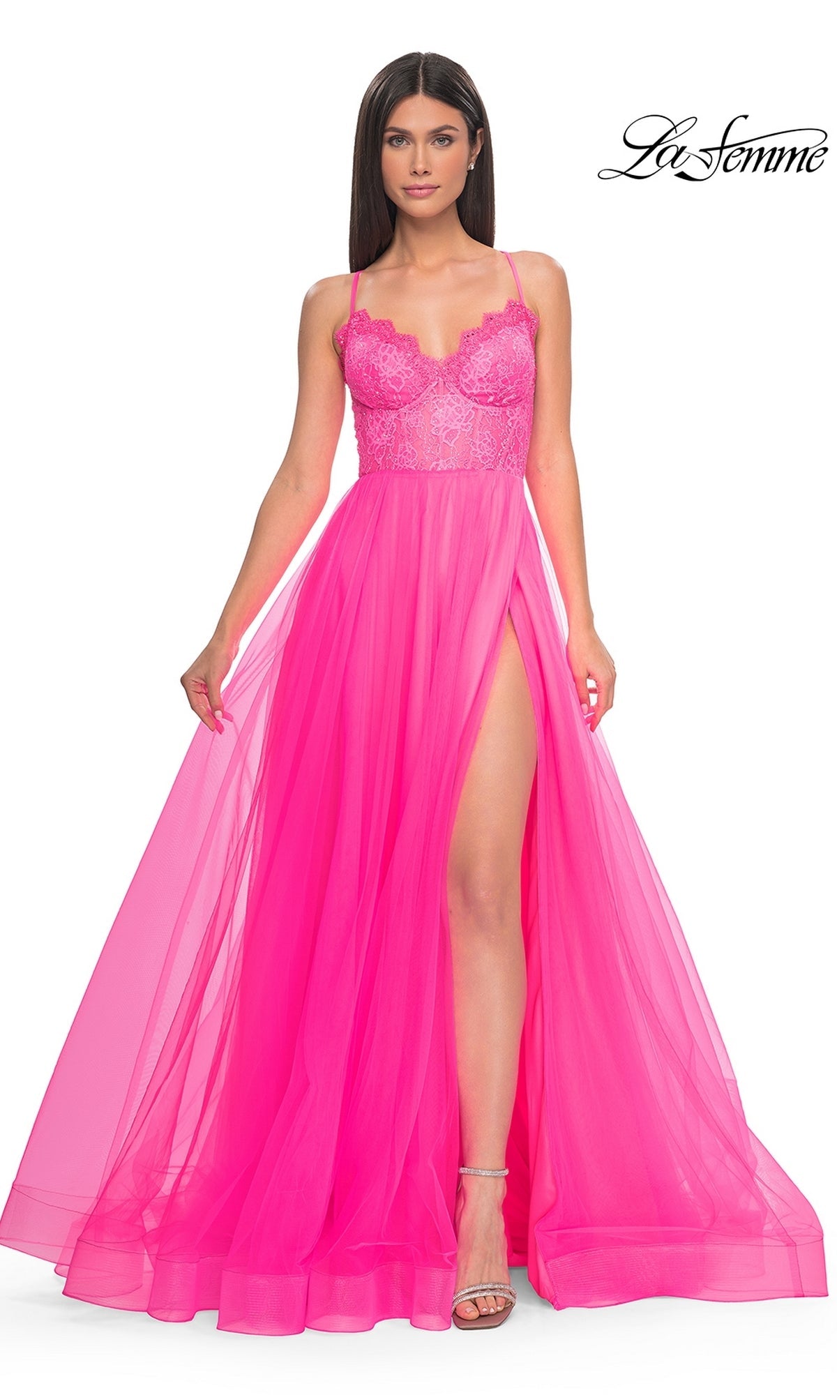 Neon Pink La Femme 32306 Formal Prom Dress
