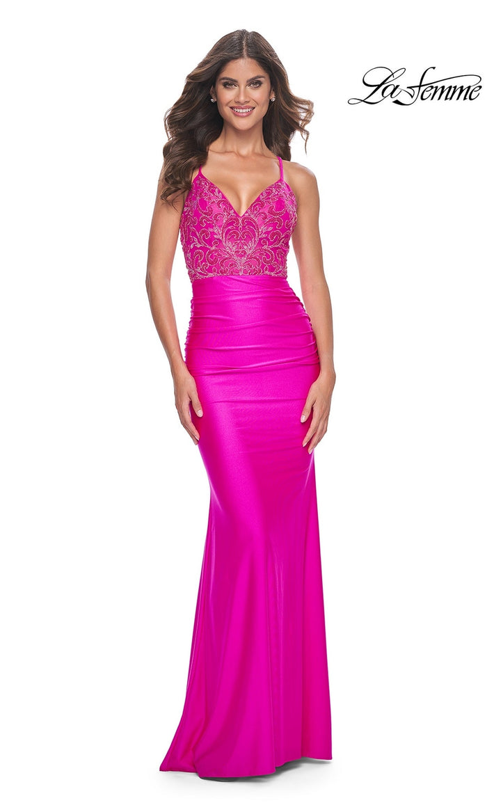 Hot Fuchsia La Femme 32324 Formal Prom Dress