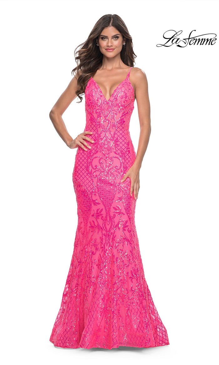 Neon Pink La Femme 32337 Formal Prom Dress