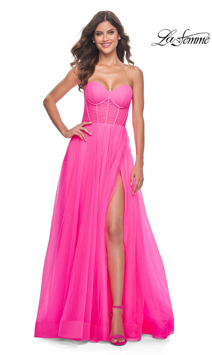 Neon Pink La Femme 32341 Formal Prom Dress