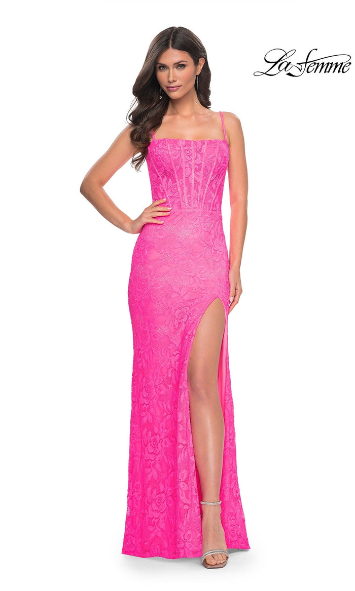 Neon Pink La Femme 32423 Formal Prom Dress