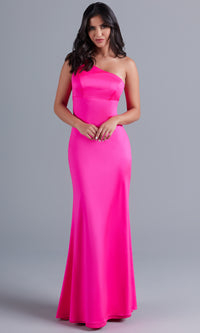 Long Shimmer One-Shoulder Prom Dress