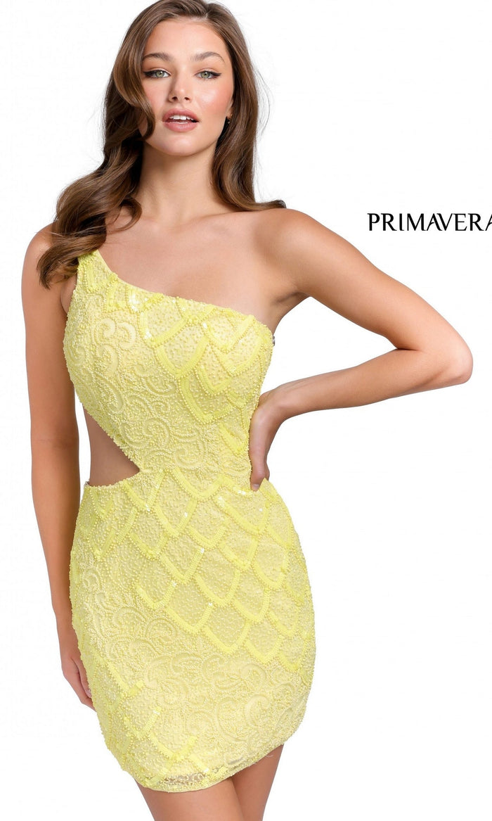 Yellow Short Homecoming Dress by Primavera 3504B