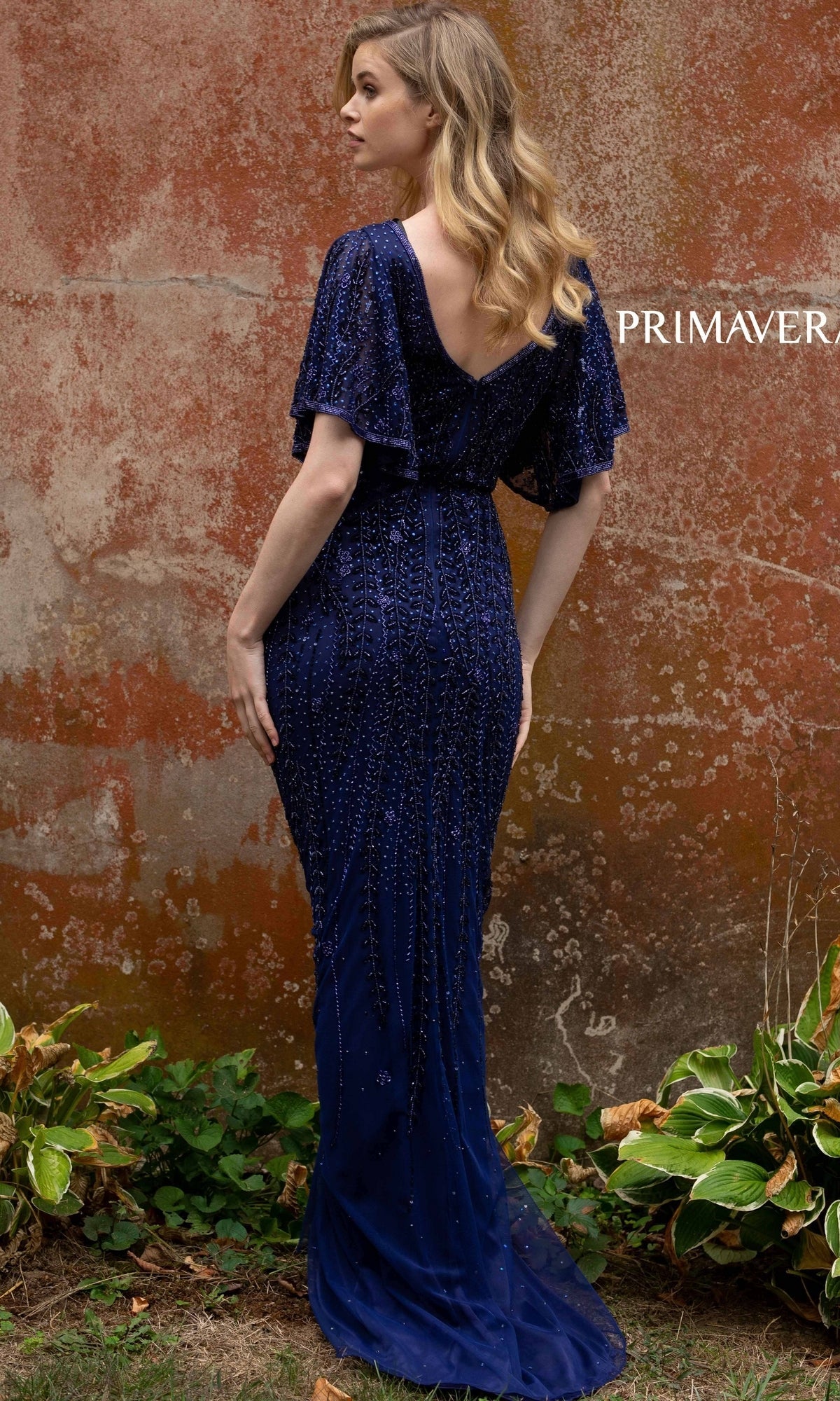 Short Sleeve Long Beaded Evening Gown Short Sleeve Long Beaded Evening Gown