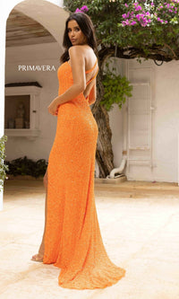  Bright Long Sequin One-Shoulder Formal Dress