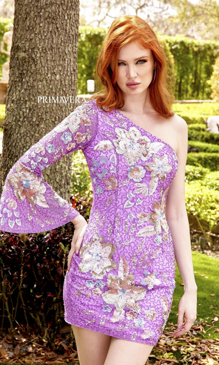 Lavender Short Homecoming Dress by Primavera 3810