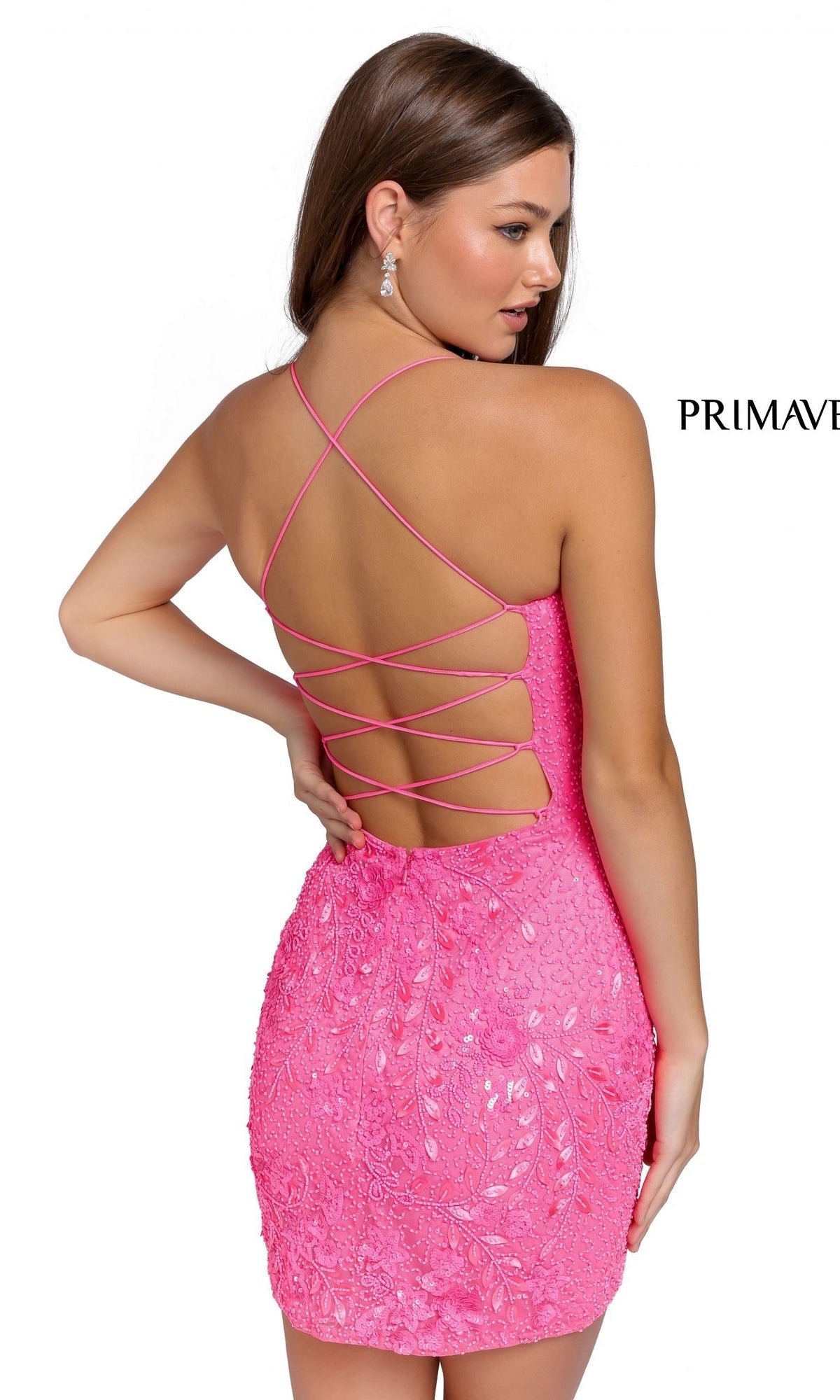Short Homecoming Dress by Primavera 3816 Bright Blue / 0 Short Homecoming Dress by Primavera 3816 Bright Blue / 0