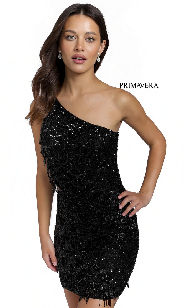 Black Short Homecoming Dress by Primavera 3836