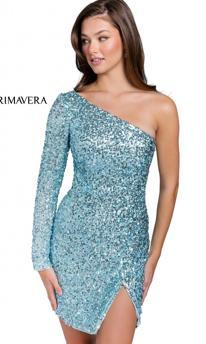 Light Blue Short Homecoming Dress by Primavera 3860