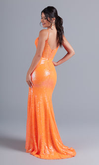  Tight Long Sequin Neon Bright Prom Dress