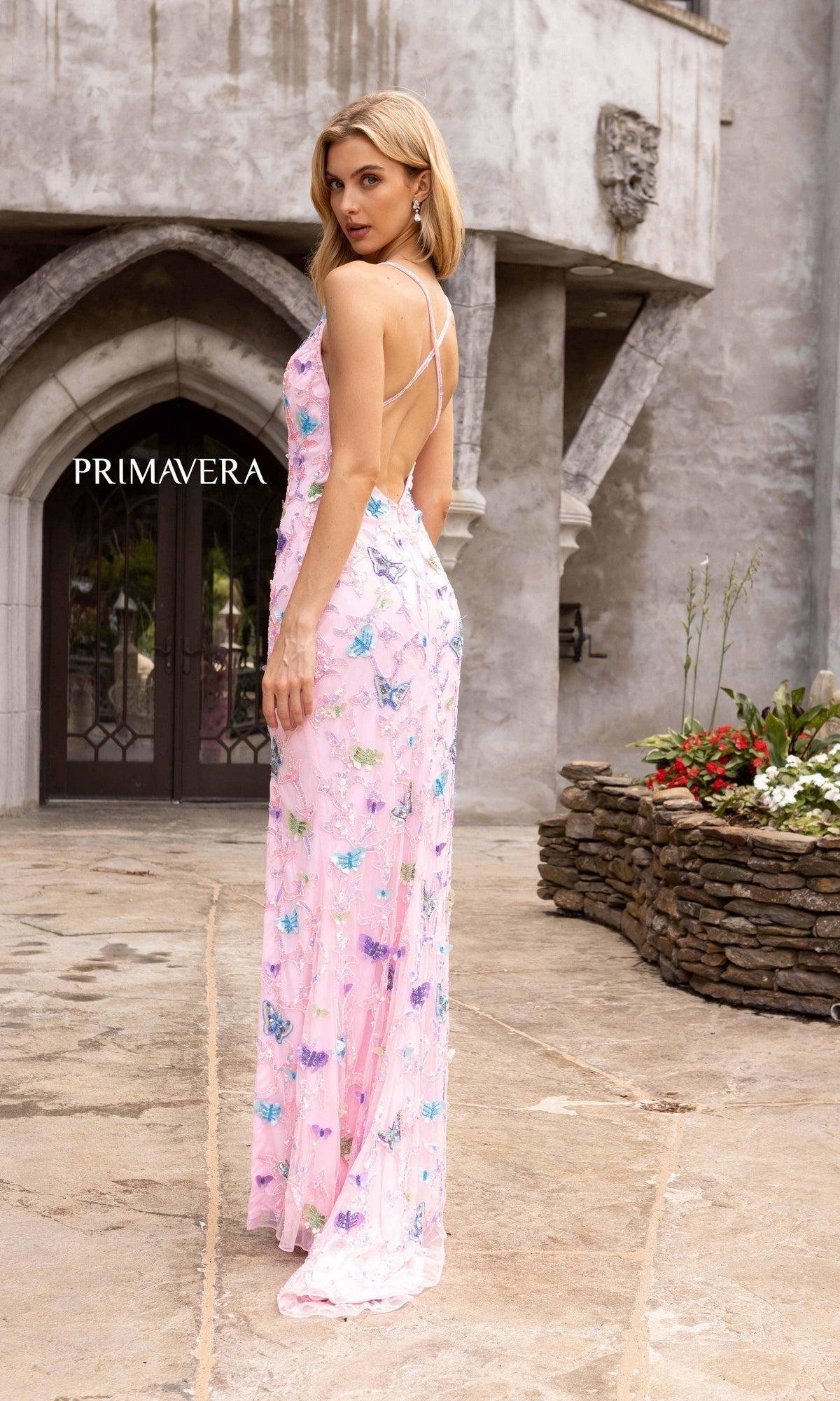 Long Beaded-Butterfly Formal Dress Lilac / 0 Long Beaded-Butterfly Formal Dress Lilac / 0