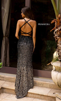 Primavera 3922 Ombre Sequin Long Prom Dress - PromGirl Mint Ombre / 14 Primavera 3922 Ombre Sequin Long Prom Dress - PromGirl Mint Ombre / 14