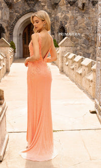  Beaded-Bodice Primavera Long Sequin Gown 3923