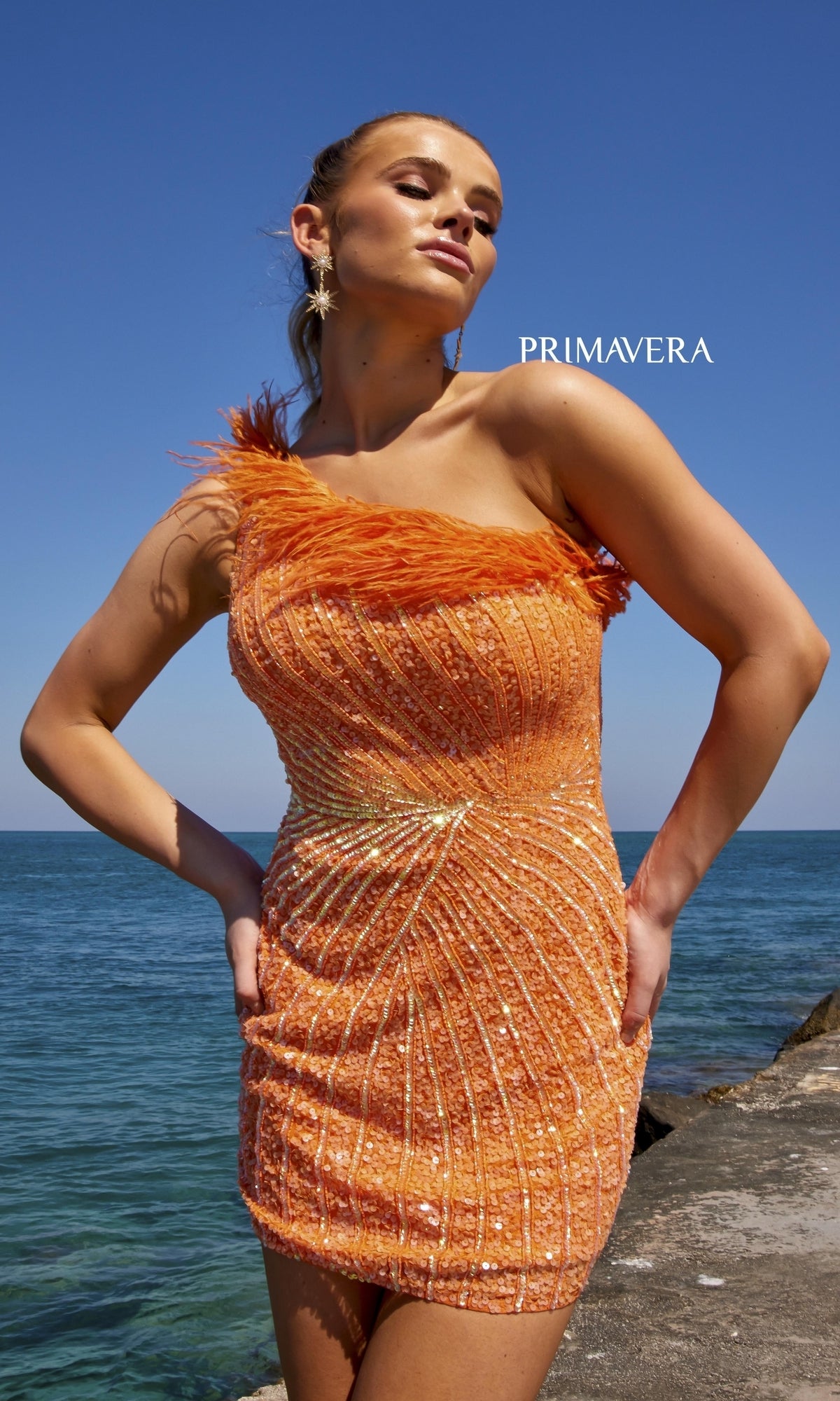 Orange Short Homecoming Dress by Primavera 4002