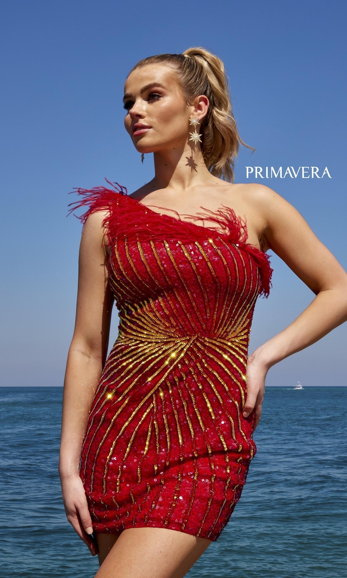 Red Short Homecoming Dress by Primavera 4002