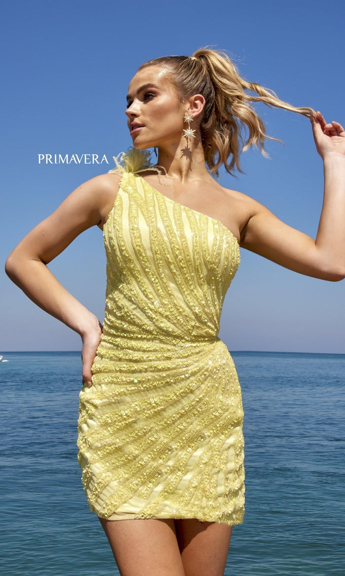 Yellow Short Homecoming Dress by Primavera 4004