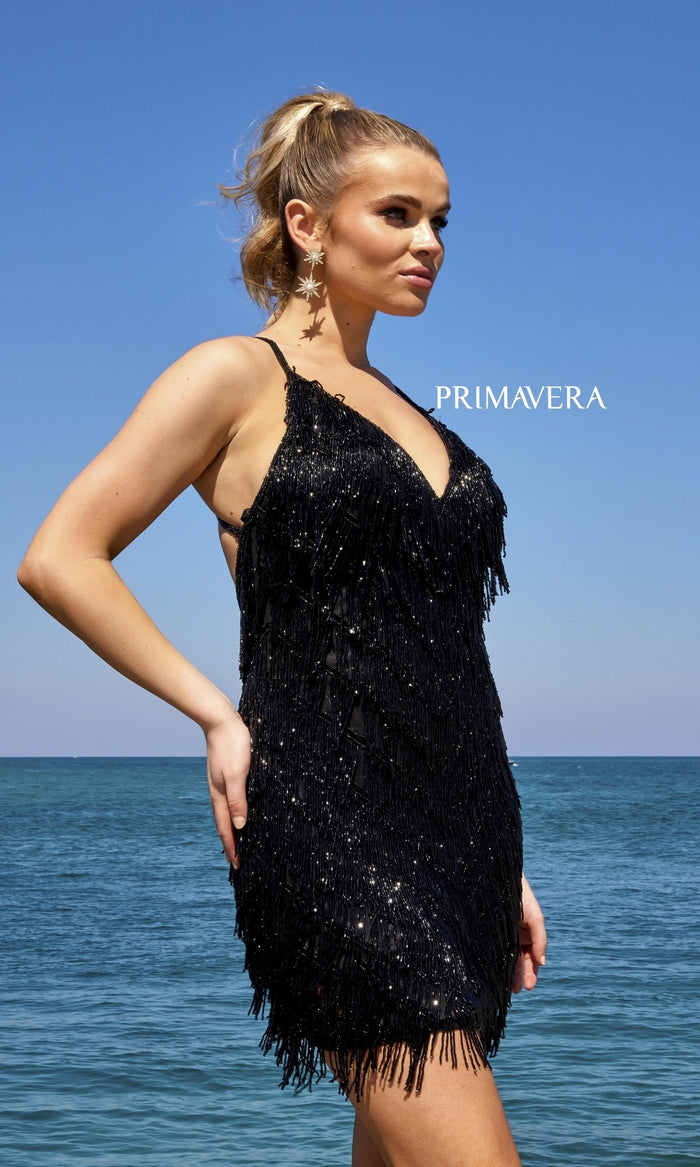 Black Short Homecoming Dress by Primavera 4019