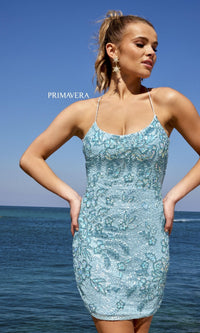 Light Turquoise Short Homecoming Dress by Primavera 4040
