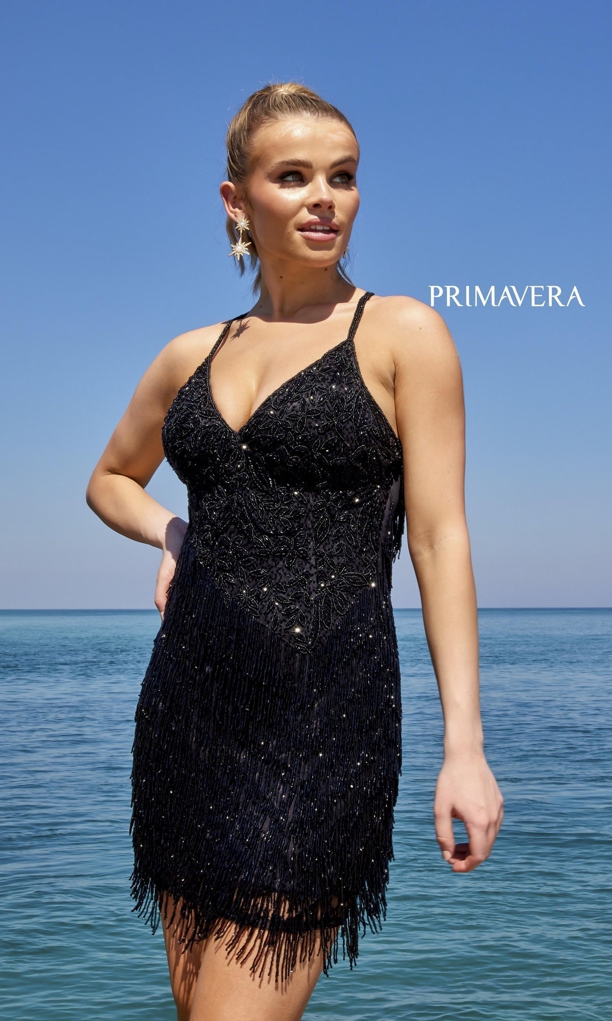 Black Short Homecoming Dress by Primavera 4045