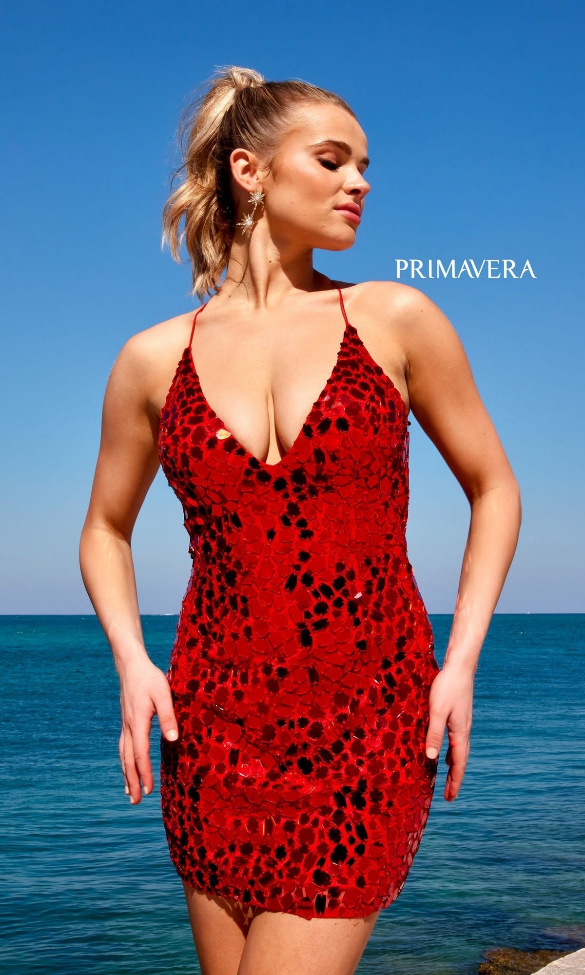 Red Short Homecoming Dress by Primavera 4056
