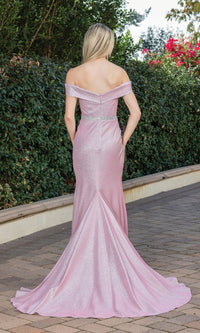  Cold-Shoulder Long Shimmer Prom Dress 4290