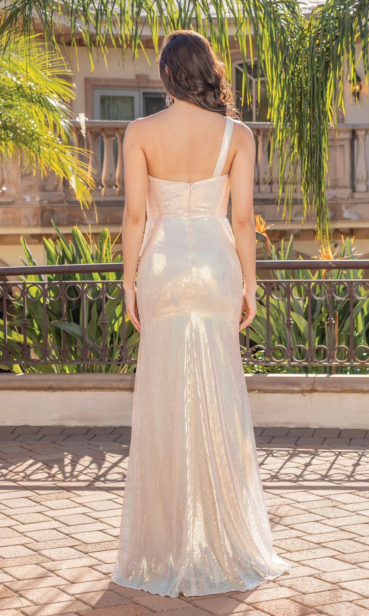 Ruched Long One-Shoulder Glitter Prom Dress - PromGirl Blush / 3XLarge Ruched Long One-Shoulder Glitter Prom Dress - PromGirl Blush / 3XLarge