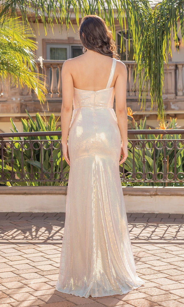  One-Shoulder Long Sequin Prom Dress 4301