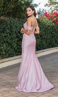 Cold Shoulder Long Glitter Prom Dress with Florals