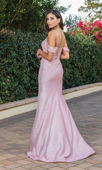  Embellished Cold-Shoulder Long Glitter Prom Dress