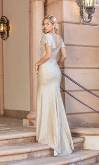  Cape-Sleeve Long Glitter Formal Dress 4330