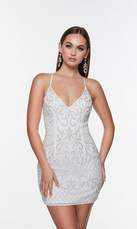 Diamond White Short Dress By Alyce For Homecoming 4506