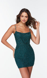 Hunter Green Short Dress By Alyce For Homecoming 4509