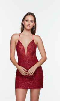 Claret Short Dress By Alyce For Homecoming 4513