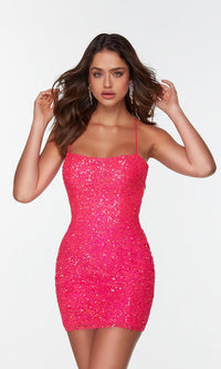  One-Sleeve Short Sequin Homecoming Dress 4533