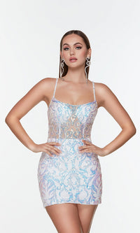  One-Sleeve Short Sequin Homecoming Dress 4534