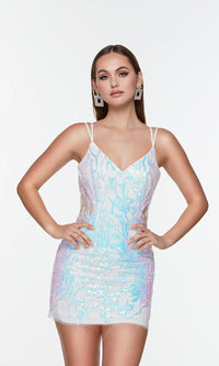  One-Sleeve Short Sequin Homecoming Dress 4535