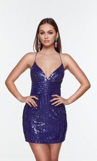  One-Sleeve Short Sequin Homecoming Dress 4536