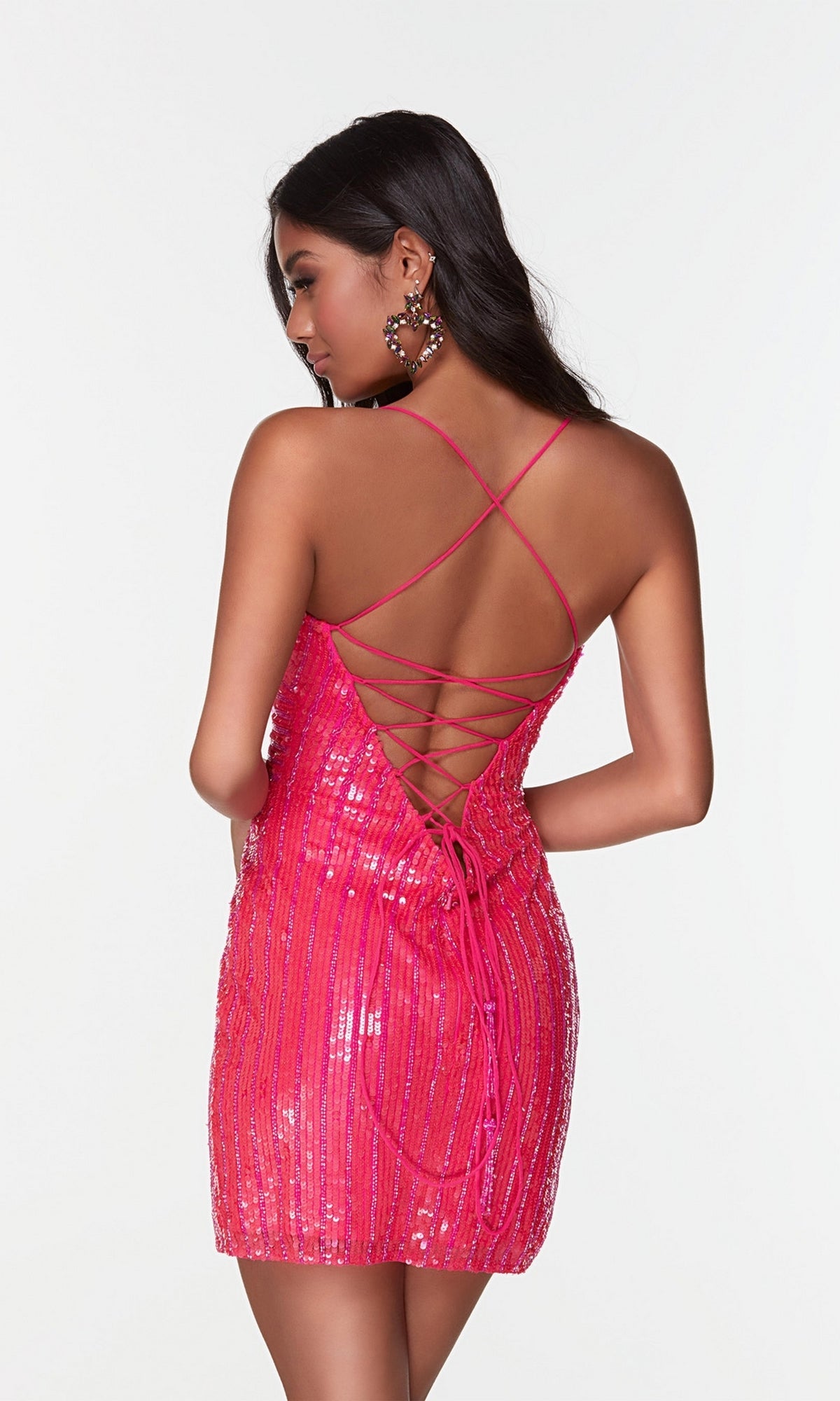  One-Sleeve Short Sequin Homecoming Dress 4536