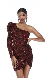  One-Sleeve Short Sequin Homecoming Dress 4539