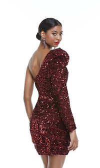  One-Sleeve Short Sequin Homecoming Dress 4539