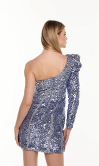  One-Sleeve Short Sequin Homecoming Dress 4539